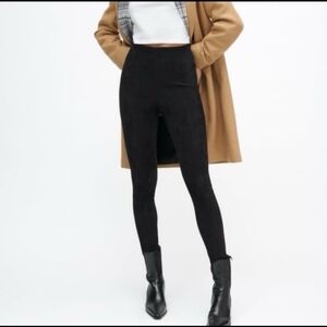 ZARA Faux Suede Tapered Leggings - Small